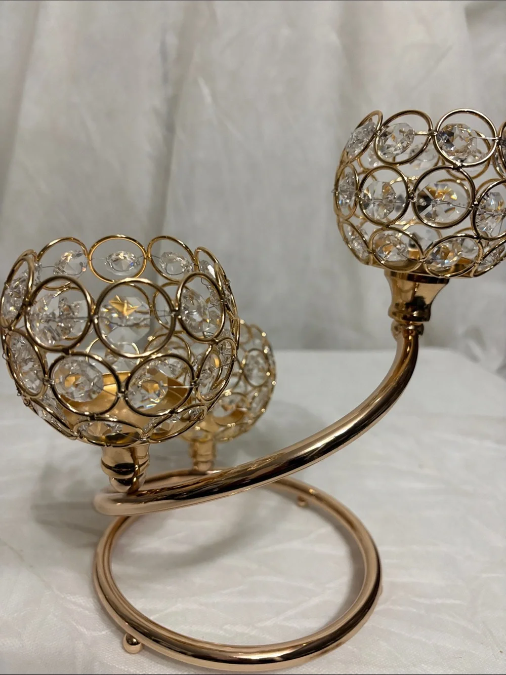 Rose Gold Crystal Tealight Candle Holder